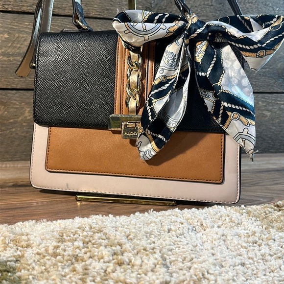ALDO Anniebrook Flap Satchel Crossbody Colorblock Purse Pre Loved Condition PICS - Picture 1 of 13